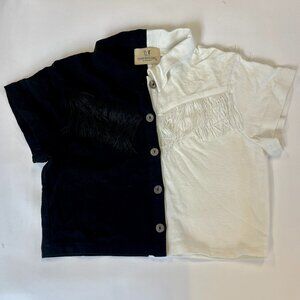 Fashion Brand Company Black and White Fringe Top